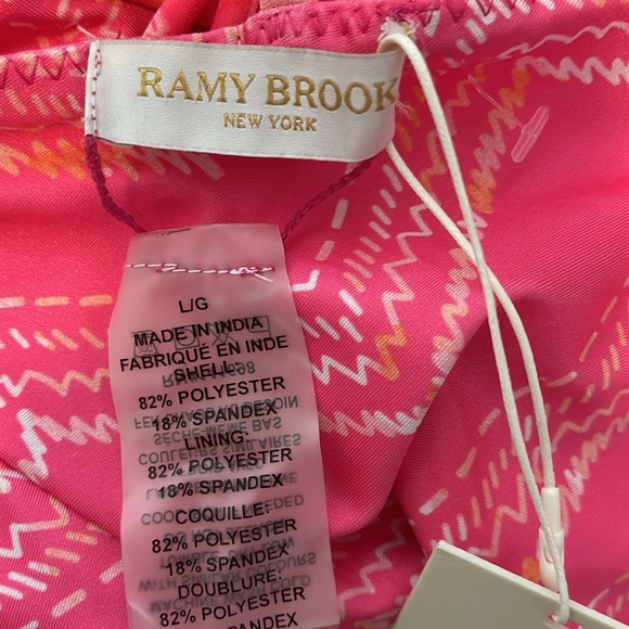 New Ramy Brook Zuma Reversible Plunge Pink Multi One-Piece Swimsuit NWT Large - Picture 10 of 10